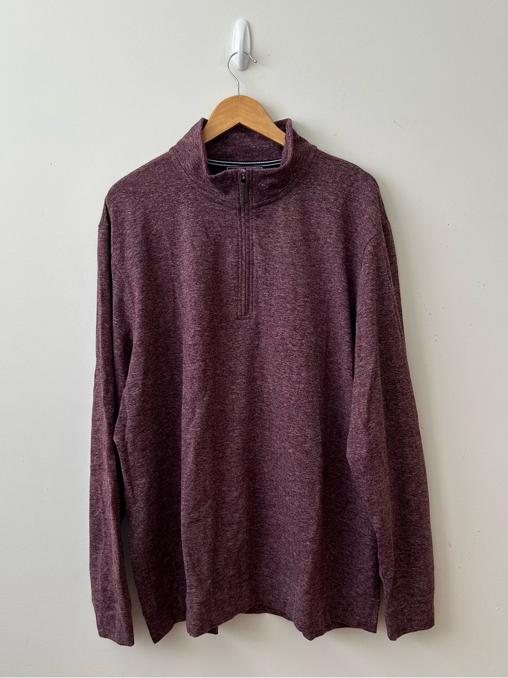 Vineyard Vines Men’s 2XL Burgundy Herringbone 1/4 Zip Mock Neck Stretch